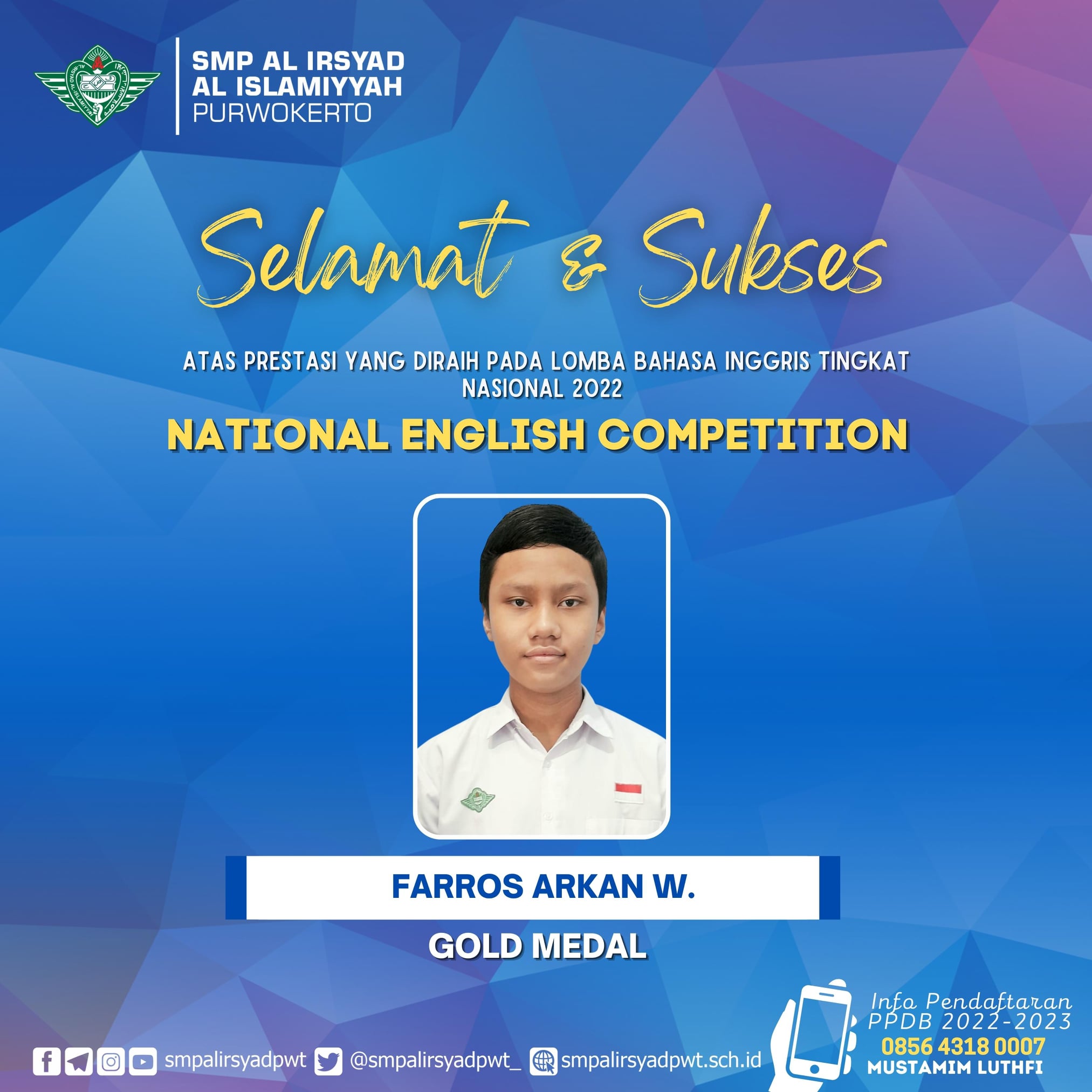 Farros Raih Gold Medal National English Competition