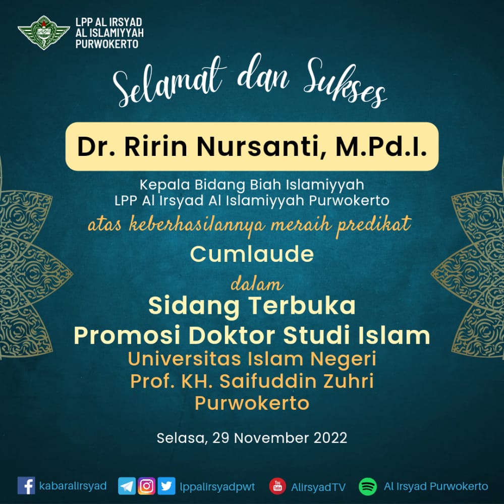 Selamat untuk Dr. Ririn Nursanti, M.Pd.I.